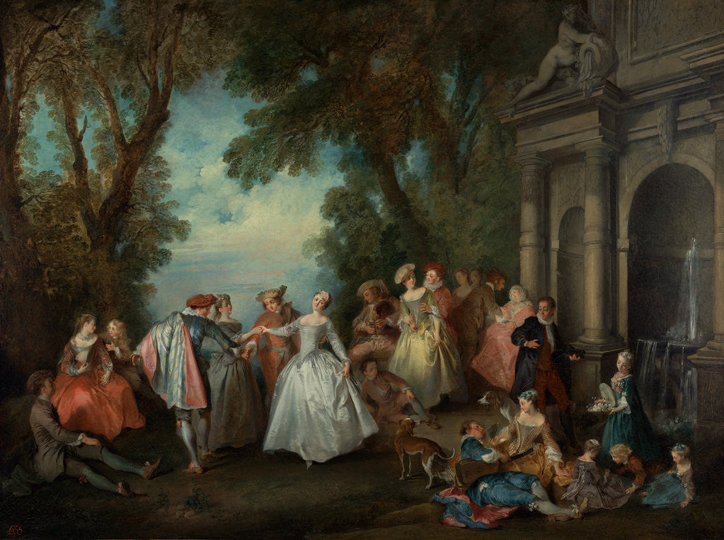 Detail of Dance before a Fountain by Nicolas Lancret