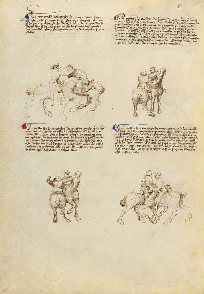 Detail of Unarmed Equestrian Combat by Fiore Furlan dei Liberi da Premariacco
