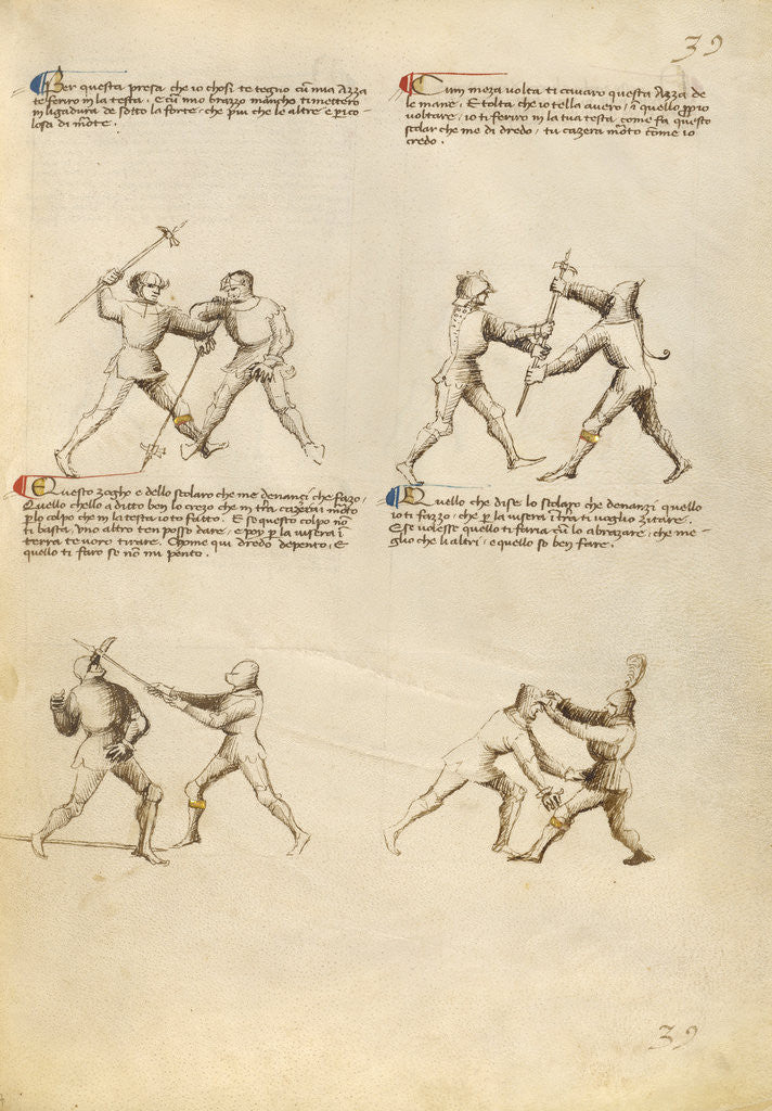 Detail of Combat with Pollaxe by Fiore Furlan dei Liberi da Premariacco