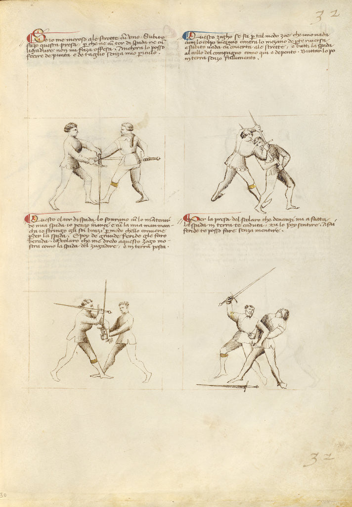 Detail of Combat with Sword by Fiore Furlan dei Liberi da Premariacco