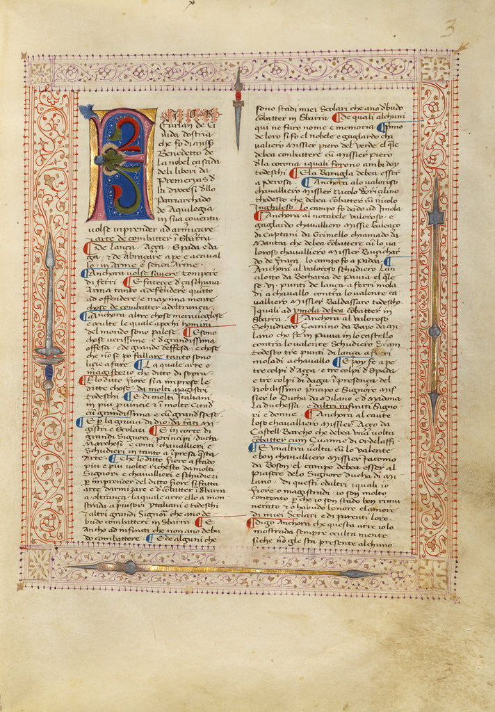Detail of Decorated Text Page by Fiore Furlan dei Liberi da Premariacco