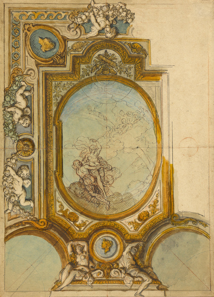 Detail of Studies for a Ceiling Decoration (recto), Studies for a Ceiling Decoration (verso) by Charles de La Fosse