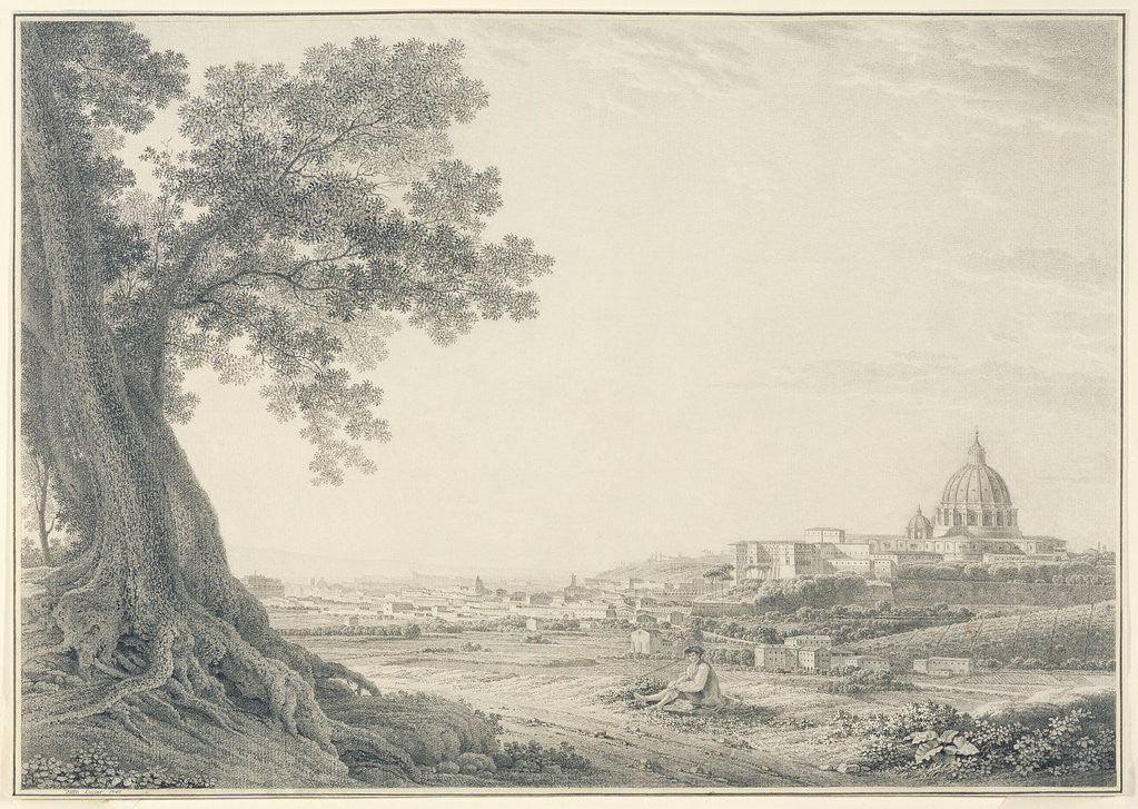 Detail of An extensive view of Rome from the Orti della Pineta Sacchetti by Giovanni Battista Lusieri