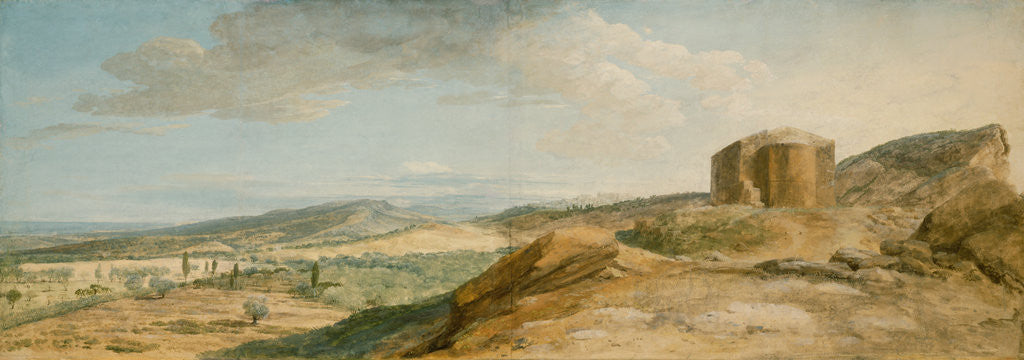 Detail of View of the Ruins of the Temple of Ceres in the Valley of Agrigento by Jean-Pierre-Louis-Laurent Hoüel