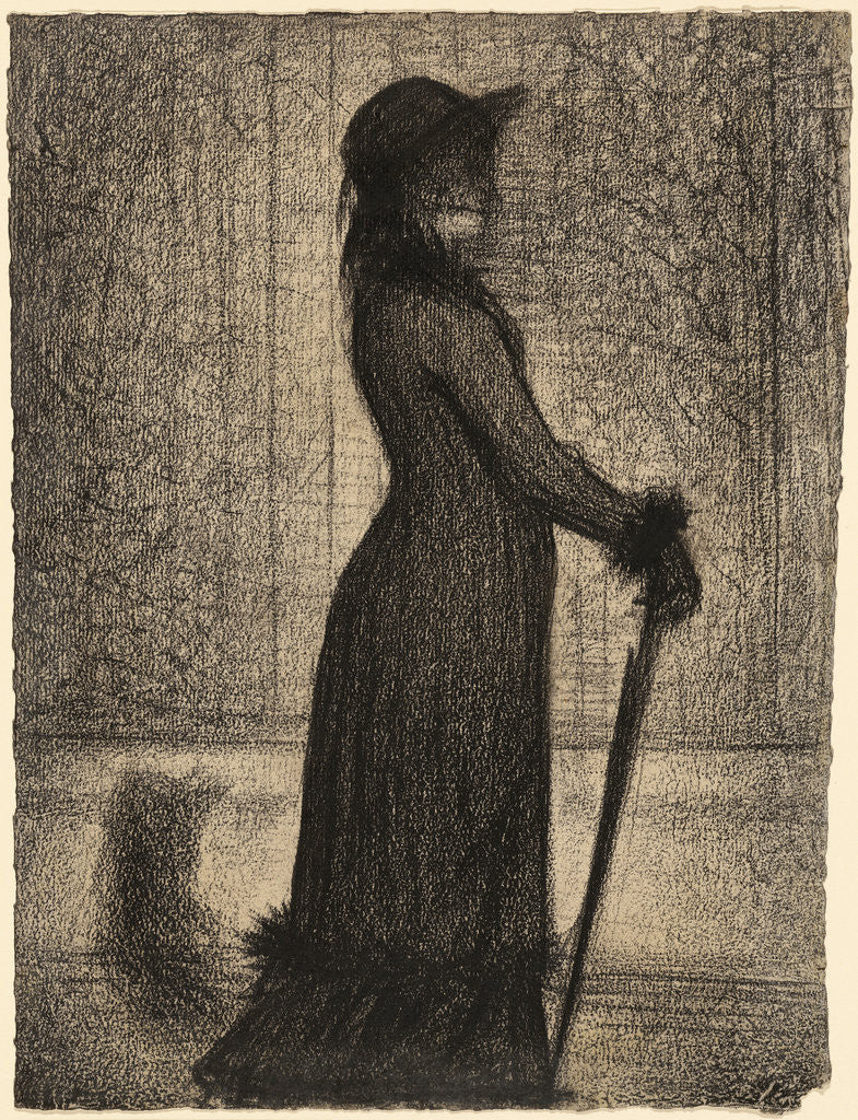 Detail of Une élégante (Woman Strolling) by Georges Seurat
