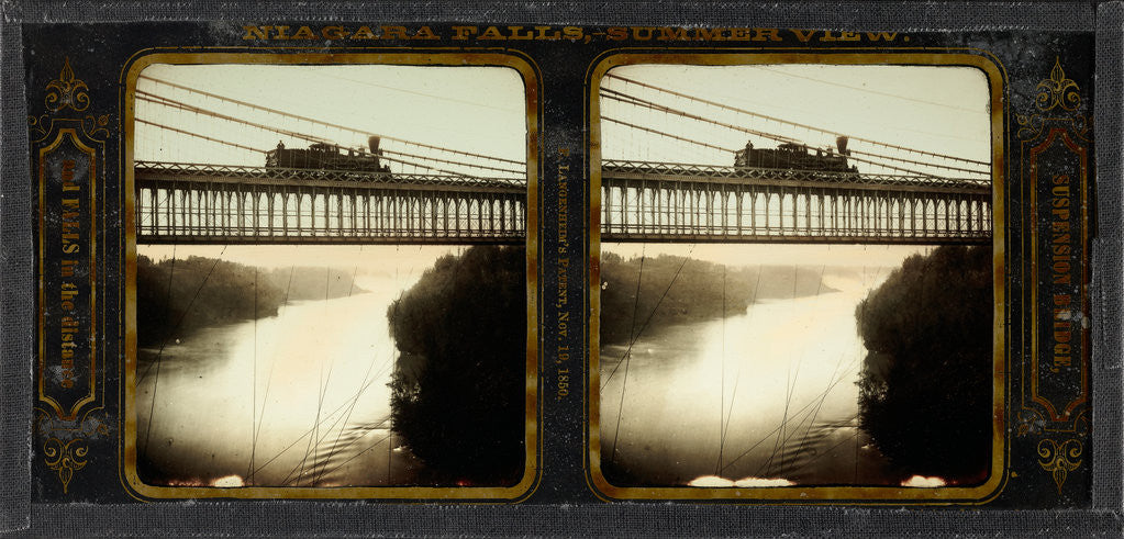 Detail of Niagara Falls, Summer View, Suspension Bridge, and Falls in the Distance by Langenheim Brothers [Frederick and William Langenheim]