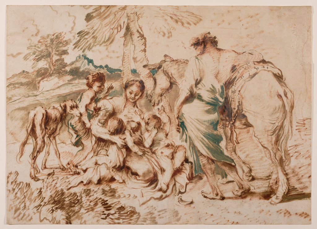 Detail of A Family of Shepherds by Giovanni Benedetto Castiglione