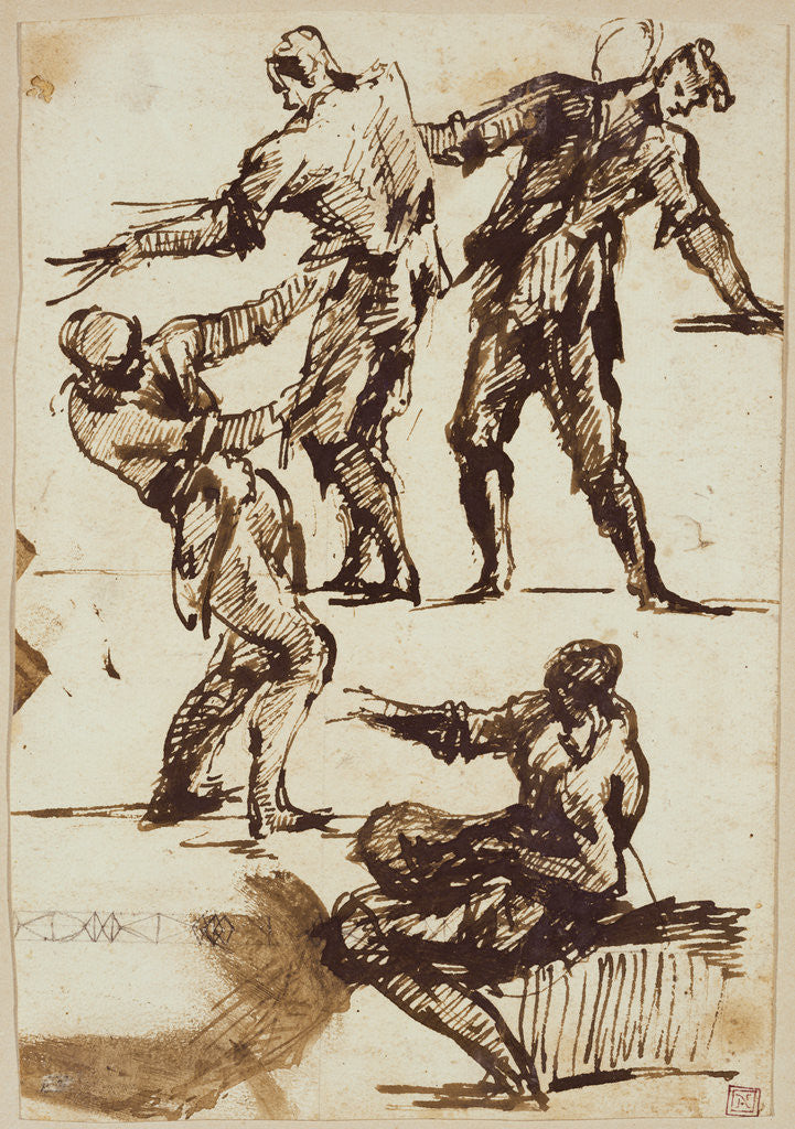 Detail of Four Studies of a Male Figure by Giovanni Battista Piranesi