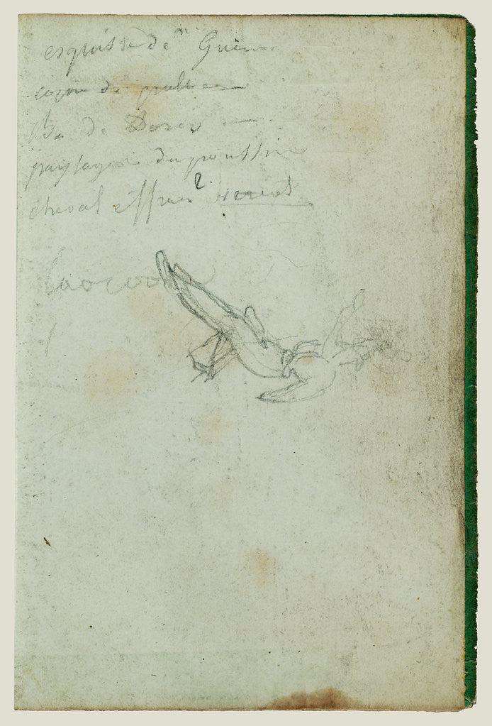 Detail of Figure study and inscriptions by Théodore Géricault