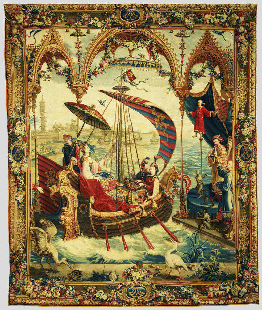 Detail of Tapestry: L'Embarquement de l'impératrice, from L'Histoire de l'empereur de la Chine Series by Anonymous