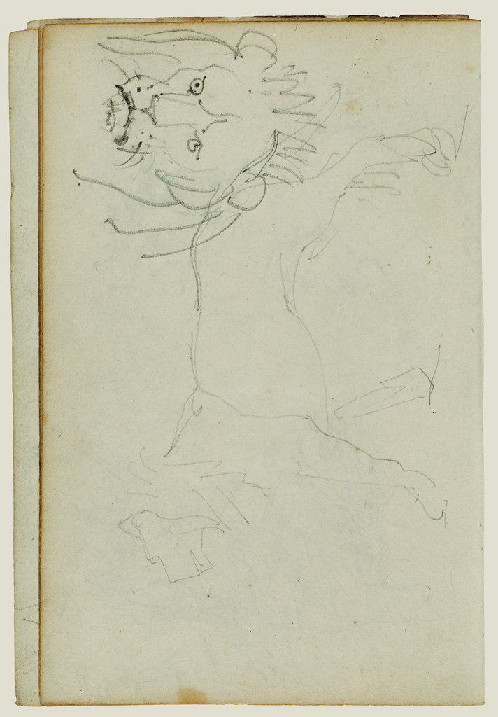Detail of Lion walking, face of lion by Théodore Géricault