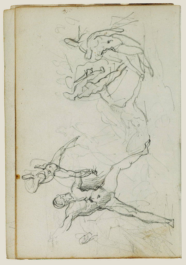 Detail of Studies of nude men in combat by Théodore Géricault