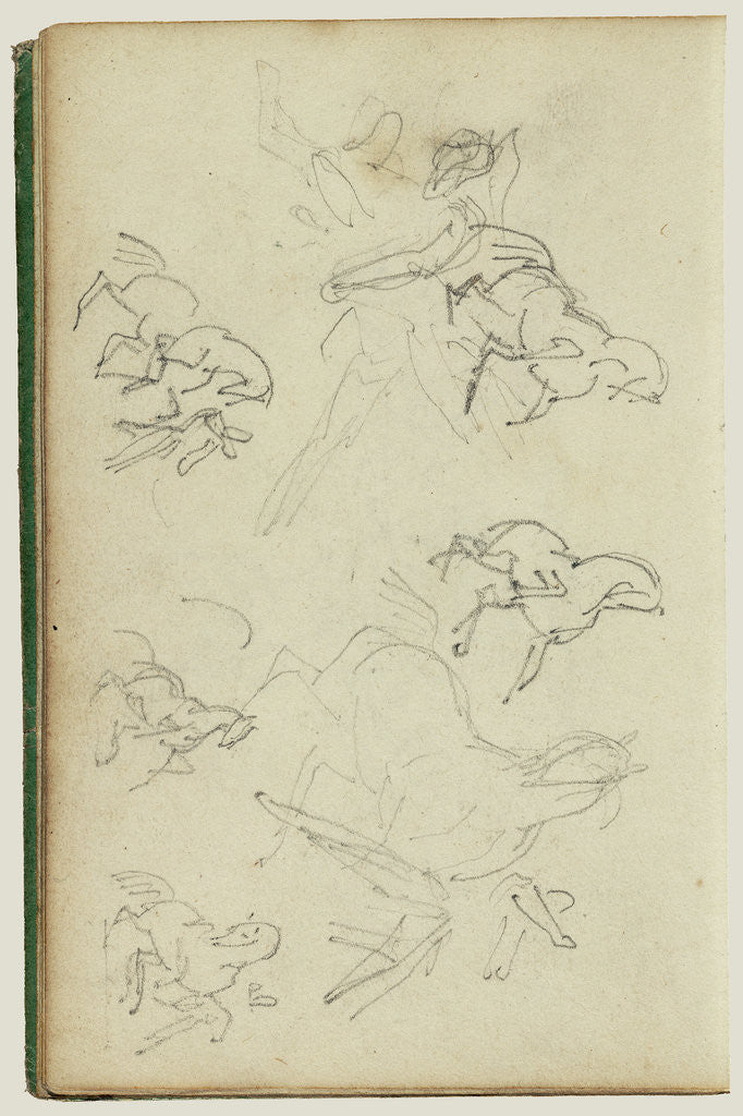 Detail of Six studies for man beside a rearing horse by Théodore Géricault