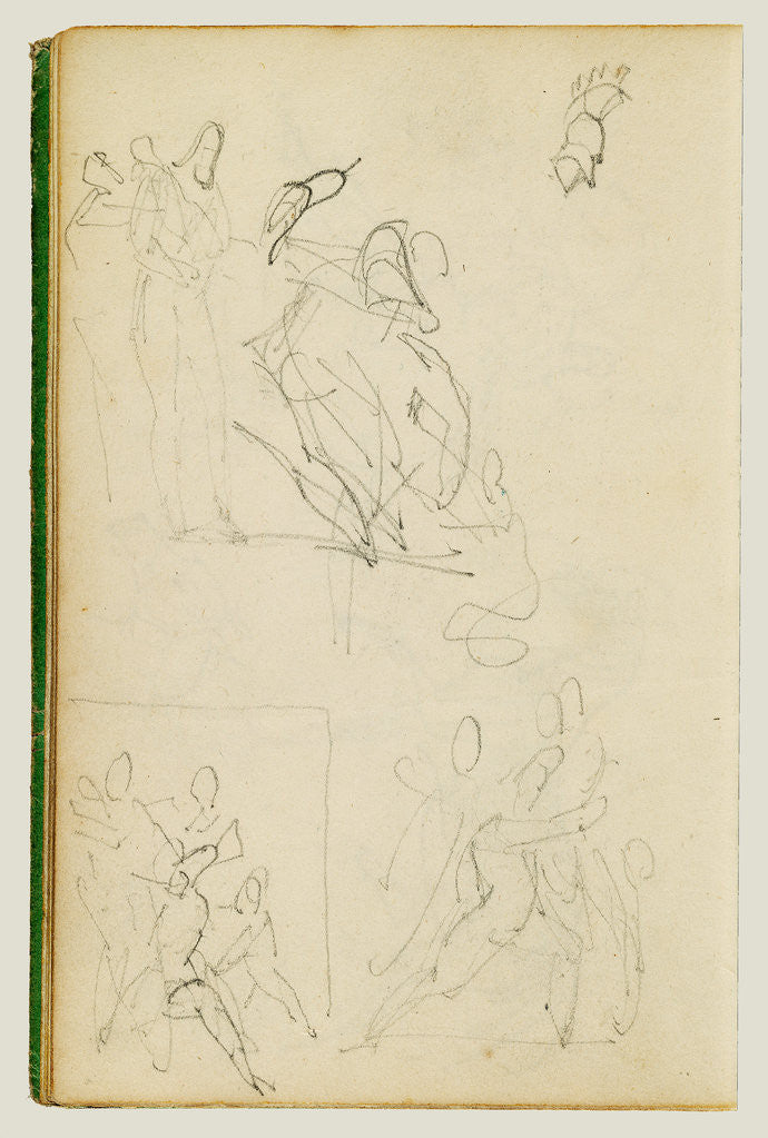 Detail of Three compositional studies of figure group by Théodore Géricault
