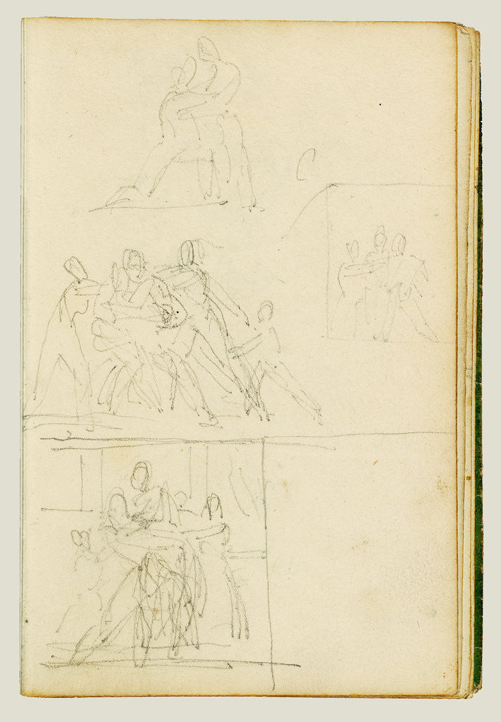 Detail of Four compositional studies for a group of figures by Théodore Géricault