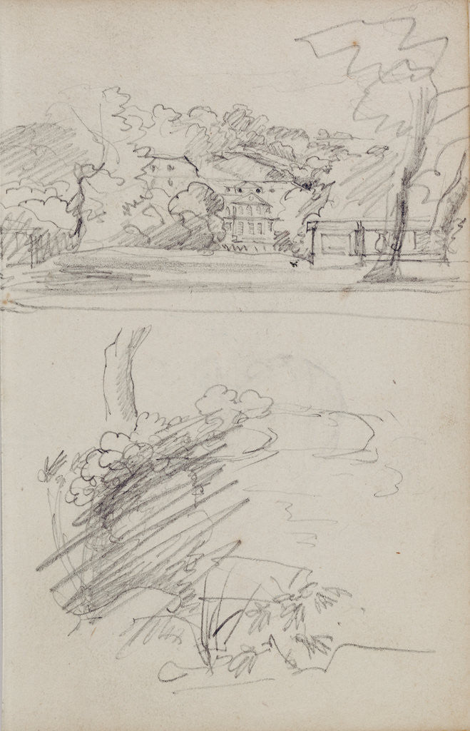 Detail of View of a Country House and Studies of Bushes and Foliage by Théodore Géricault