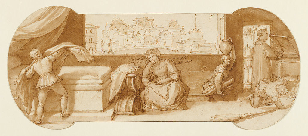 Detail of Taddeo Employed on Menial Tasks at Calabrese's House by Federico Zuccaro