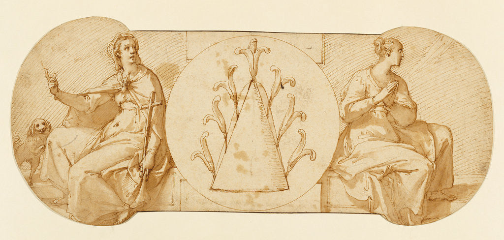 Detail of Allegories of Faith and Hope, Flanking the Zuccaro Emblem by Federico Zuccaro