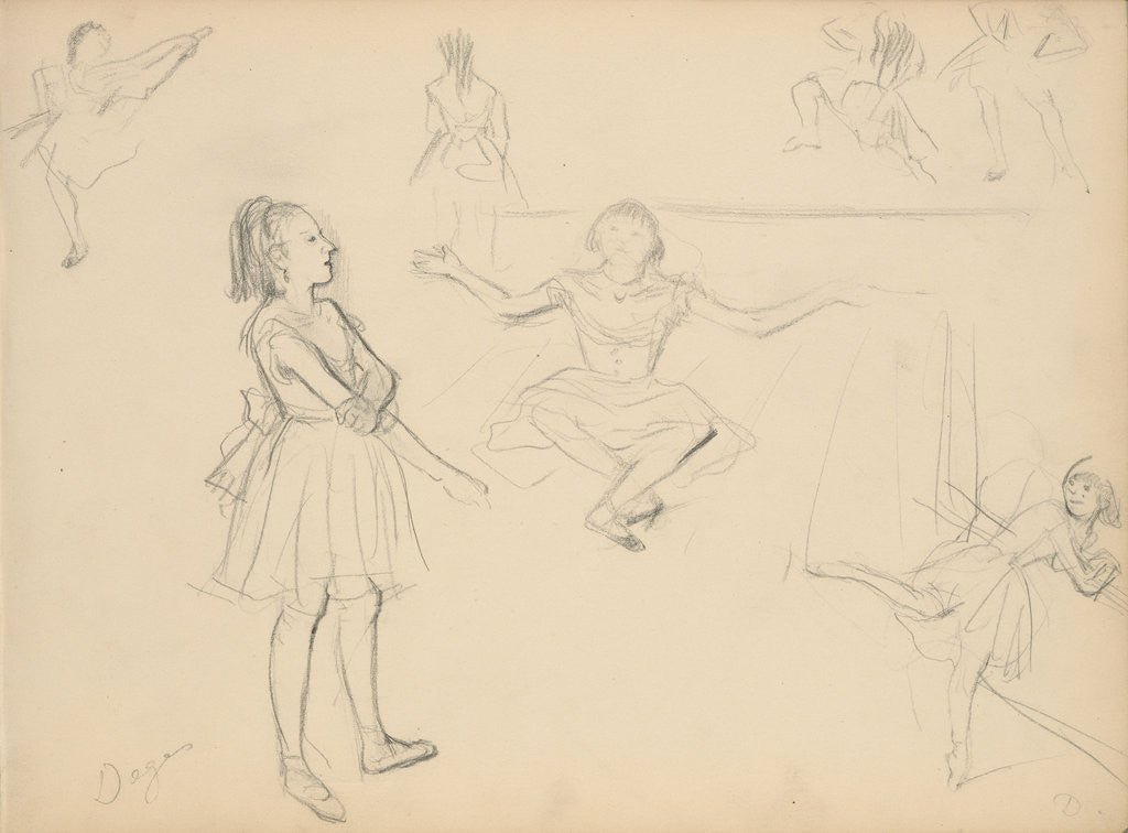 Detail of Ballet Dancers Rehearsing by Edgar Degas