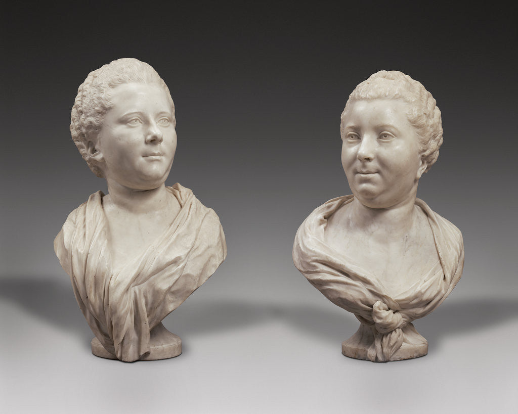 Detail of Busts of Two Sisters by Jean-Baptiste Pigalle