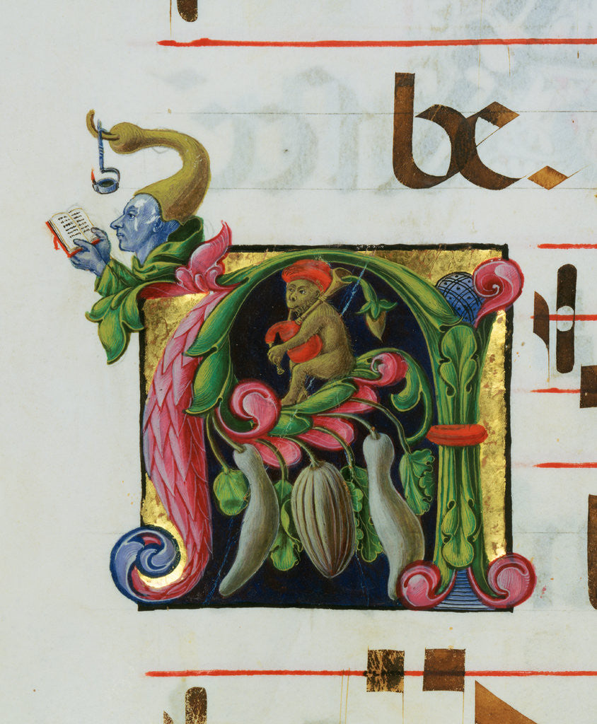 Detail of Inhabited Initial A by Anonymous