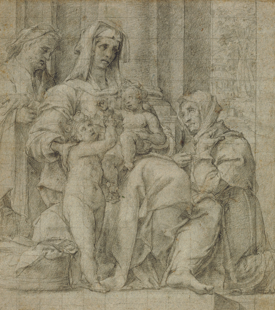 Detail of Holy Family with Saint John the Baptist Adored by an Unidentified Figure by Bartolomeo Cesi