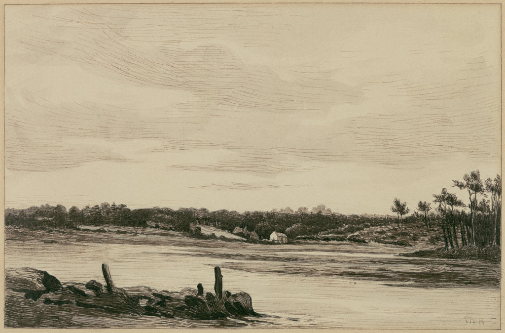 Detail of The Loing River at the Edge of the Forest of Fontainebleau by Théodore Rousseau
