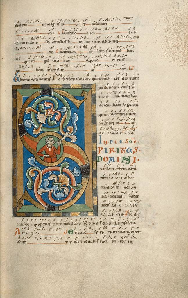 Detail of Inhabited Initial S by Anonymous