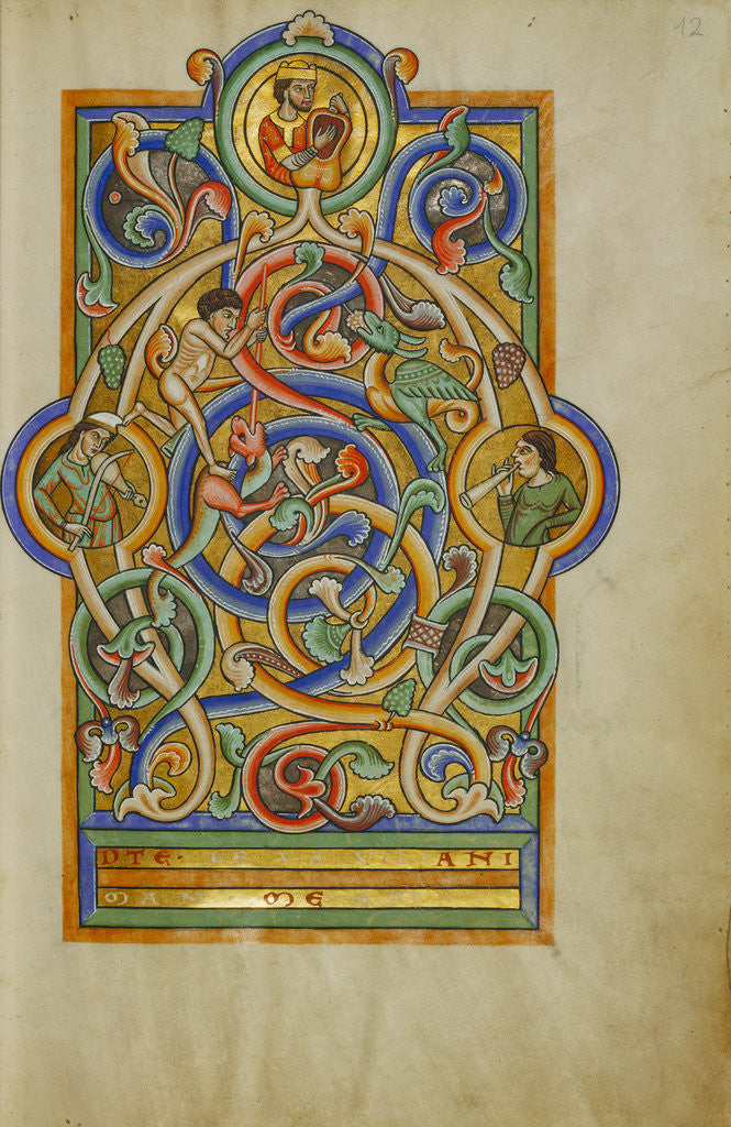 Detail of Initial A: David and Companion Musicians by Anonymous