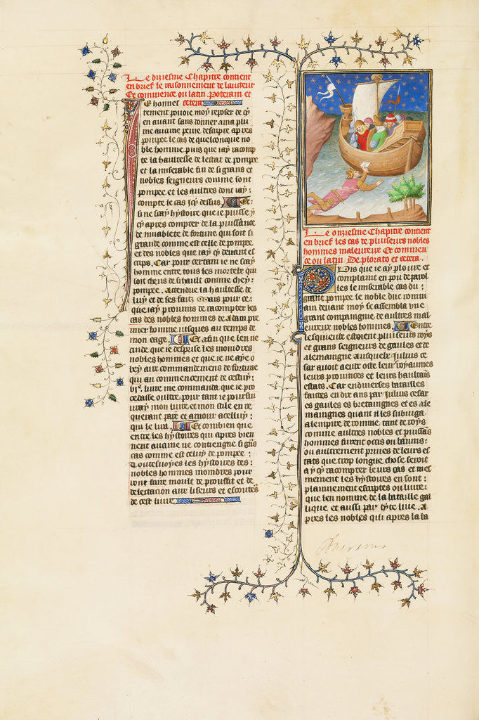 Detail of Julius Caesar, Escaping from the Island of Pharos, Swims to a Boat while Holding a Letter by Anonymous