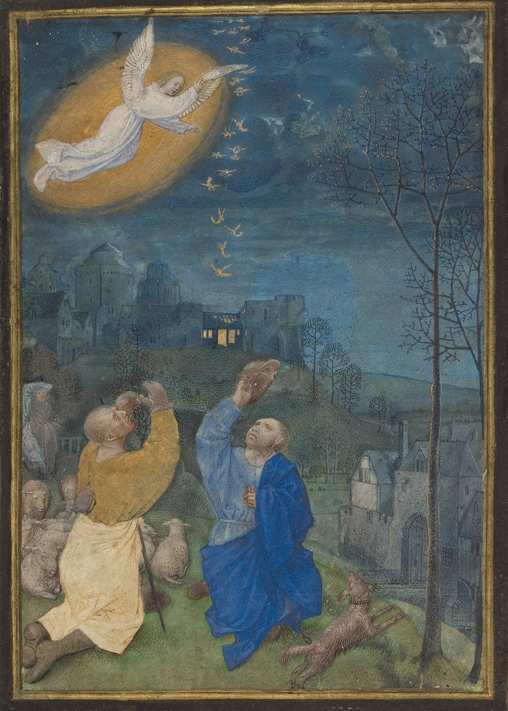 Detail of The Annunciation to the Shepherds by Master of the Houghton Miniatures