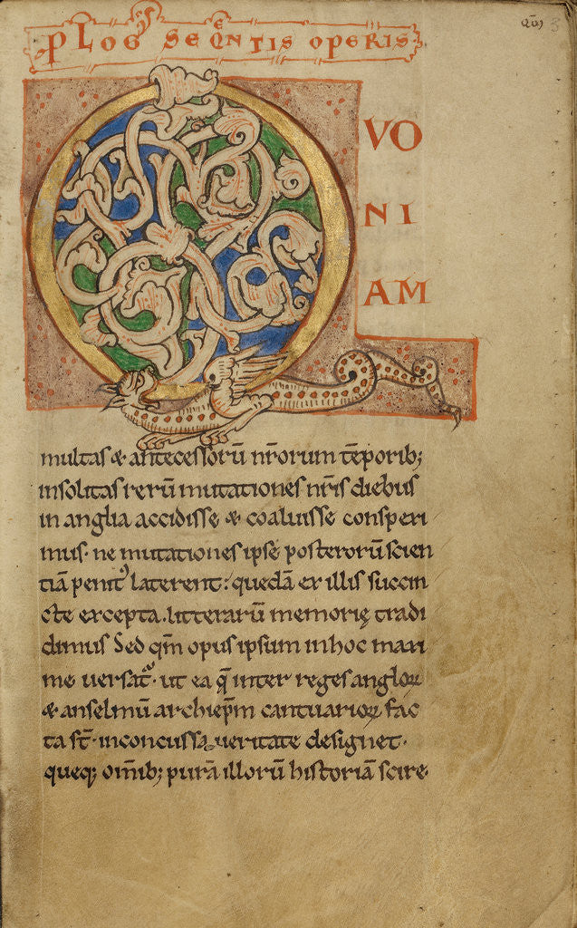 Detail of Inhabited Initial Q by Anonymous