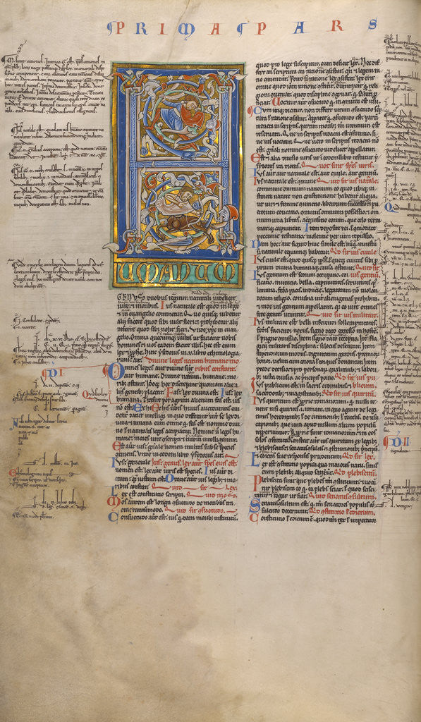Detail of Inhabited Initial H by Anonymous