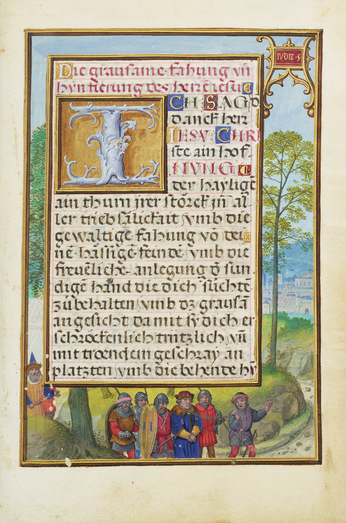Detail of Border with the Arrest of Achior by Simon Bening