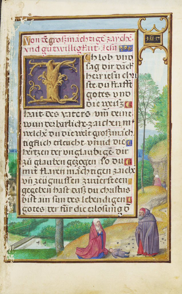 Detail of Border with Elijah Raising the Son of the Widow of Sareptha by Simon Bening
