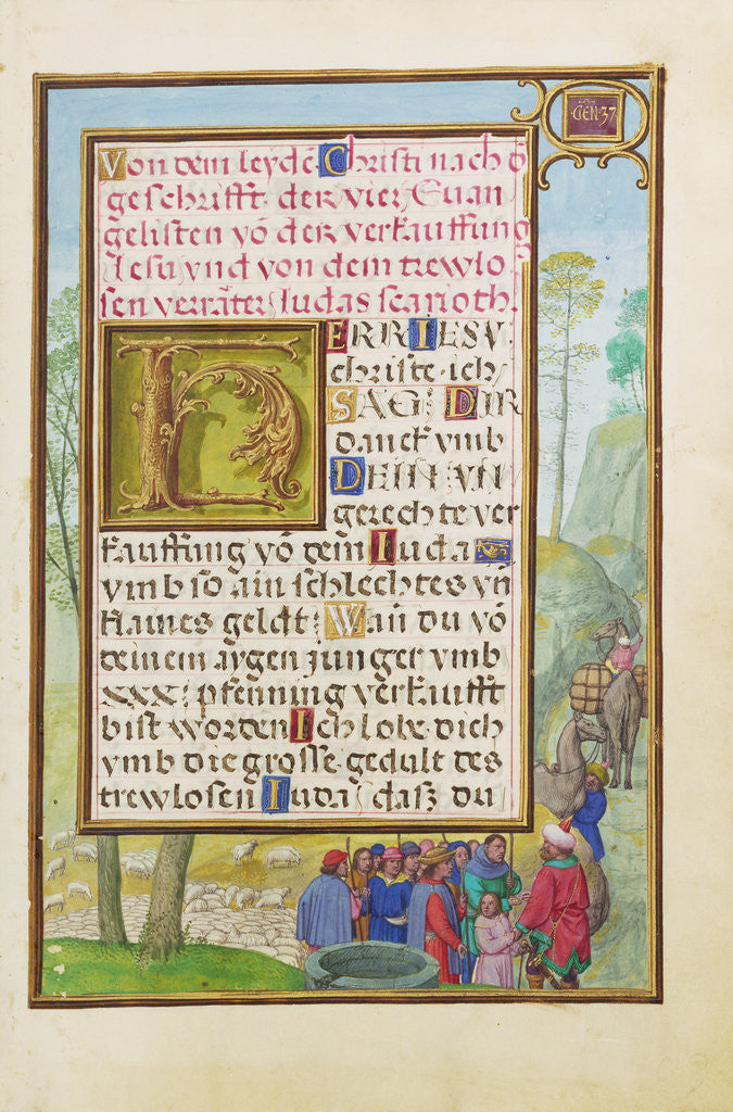 Detail of Border with Joseph Being Sold by His Brothers by Simon Bening