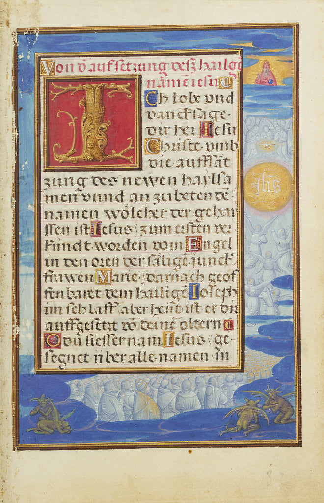 Detail of Border with the Adoration of the Name of Jesus by Simon Bening