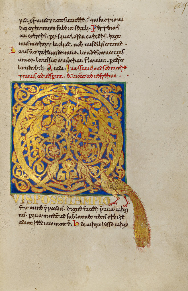 Detail of Inhabited Initial Q by Anonymous