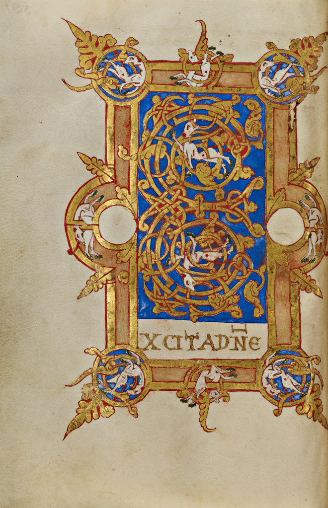 Detail of Inhabited Initial E by Anonymous