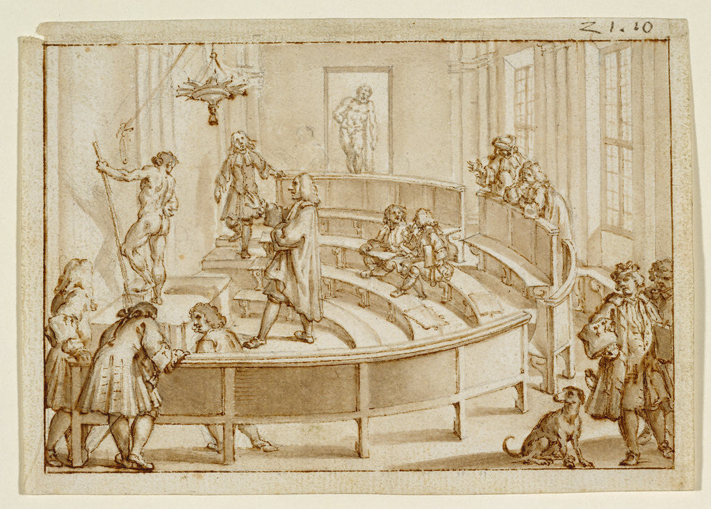 Detail of The Accademia Clementina Bologna, with a Nude Being Positioned by the Drawing Master, the Farnese Hercules beyond by Giampietro Zanotti