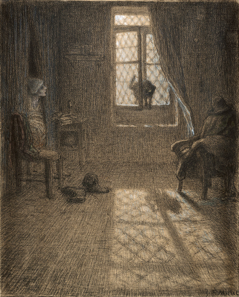 Detail of Le chat or The Cat at the Window by Jean-François Millet