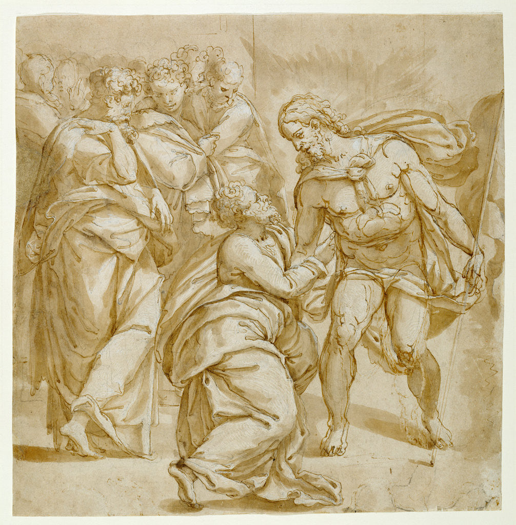 Detail of The Incredulity of Thomas (recto), Study for the Figure of Thomas (verso) by Pellegrino Tibaldi