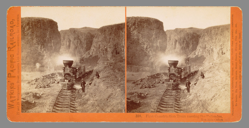 Detail of First Construction Train passing the Palisades, Ten Mile Cañon by Alfred A. Hart