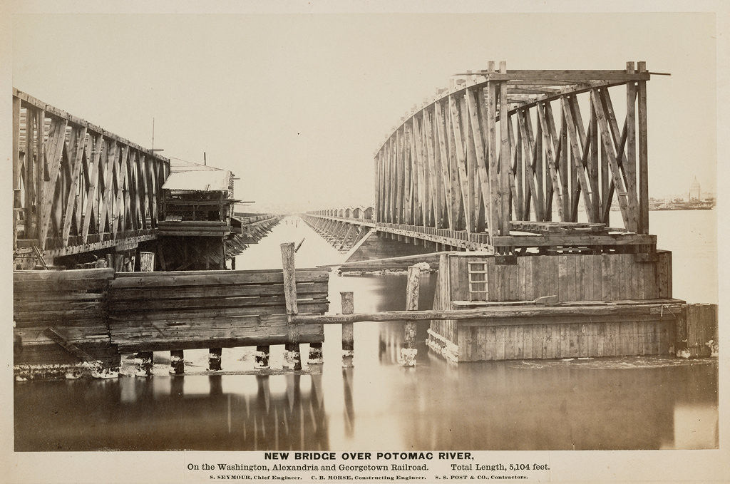 Detail of New Bridge over Potomac River. On the Washington, Alexandria and Georgetown Railroad. Total length 5,104 feet. by A.J. Russell