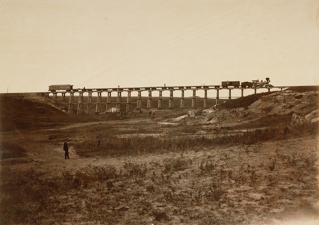 Detail of Trestle Bridge Near Fort Harker, Kansas by Alexander Gardner