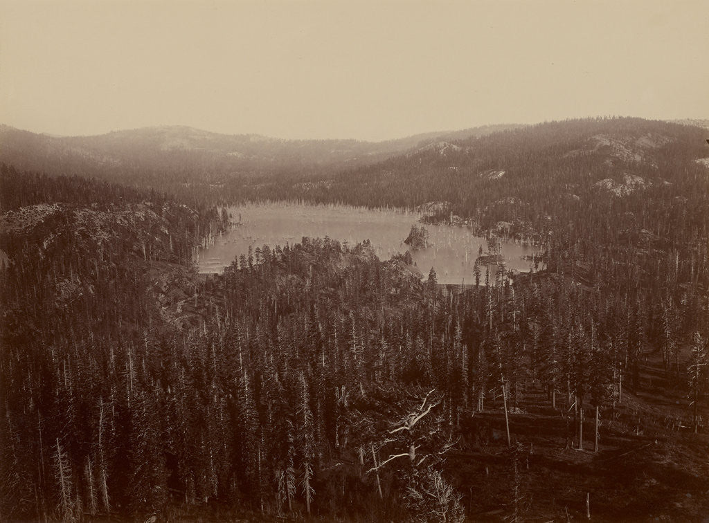 Detail of Dams and Lake, Nevada County, California, Distant View by Carleton Watkins