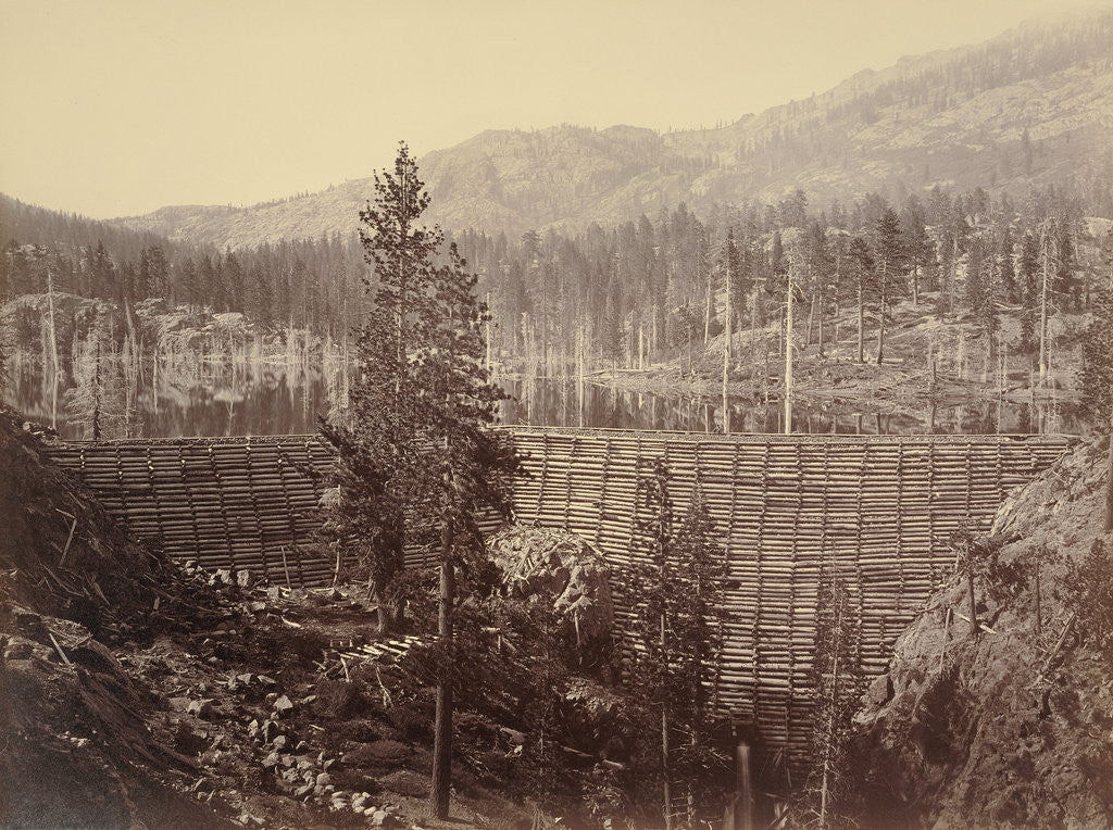 Detail of Rudyard (English) Reservoir. Central Dam 114 feet high, Timber Crib and Stone Filling by Carleton Watkins