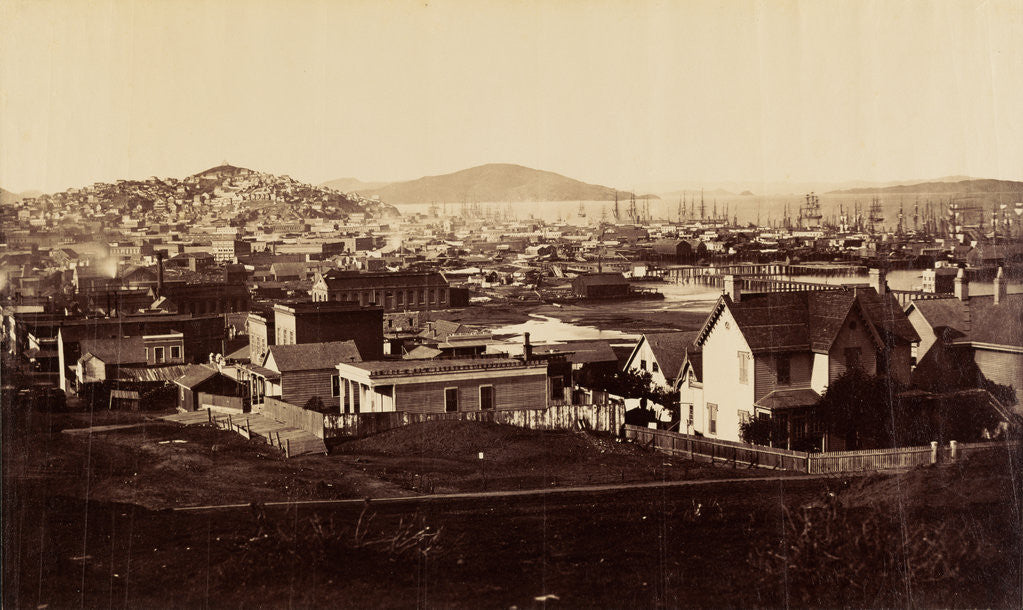 Detail of City Front from Rincon Hill in 1860 by Carleton Watkins