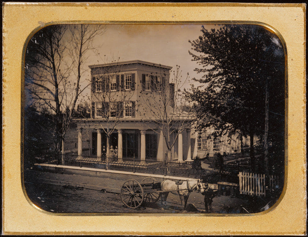 Detail of Three-Story House with Classical Porch by Anonymous
