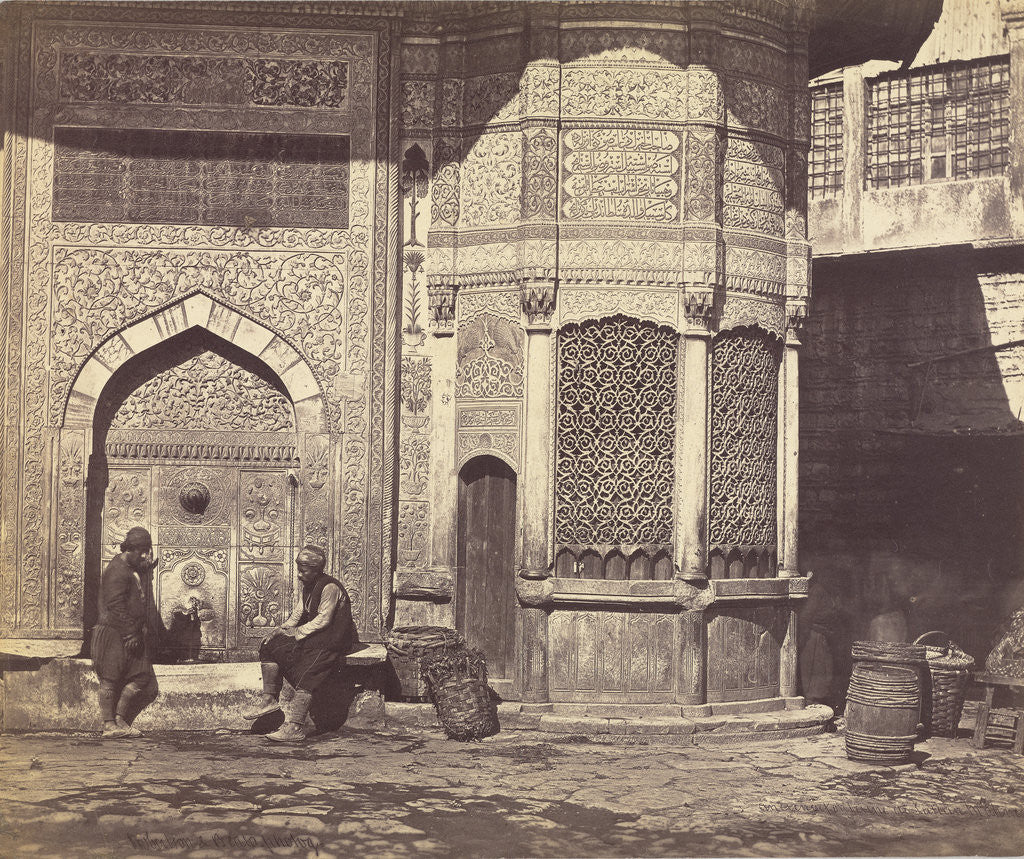 Detail of The Ancient Fountain by The Old Bridge by Felice Beato